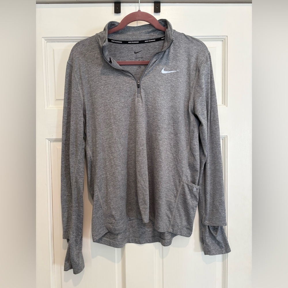 Nike Running Heather Gray Dri Fit Quater Zip Pullover